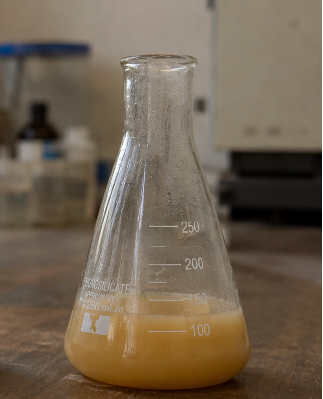 Fatty Acids — creamy liquid in flask